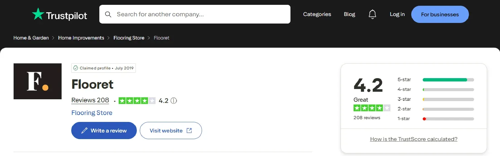 Flooret Customers Trustpilot